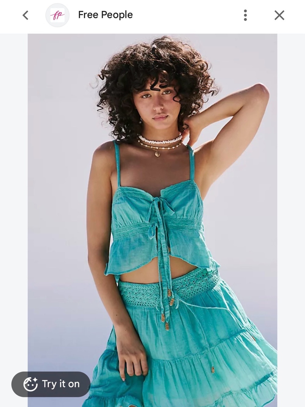 Free People Turquoise Tie-Front Crop Cami